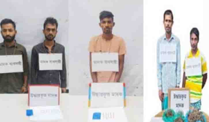 চাঁদপুরে যৌথবাহিনীর অভিযানে ৫ মাদক কারবারি গ্রেপ্তার